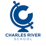 Blue Charles River School logo featuring a globe design with a prominent letter C.