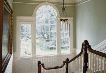 Lyman Estate, Waltham, MA. Stair landing with Palladian window.