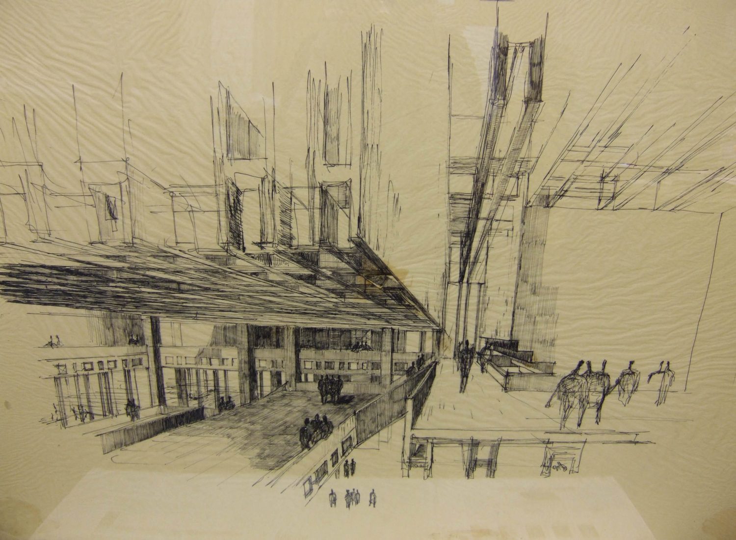 Boston City Hall lobby drawing