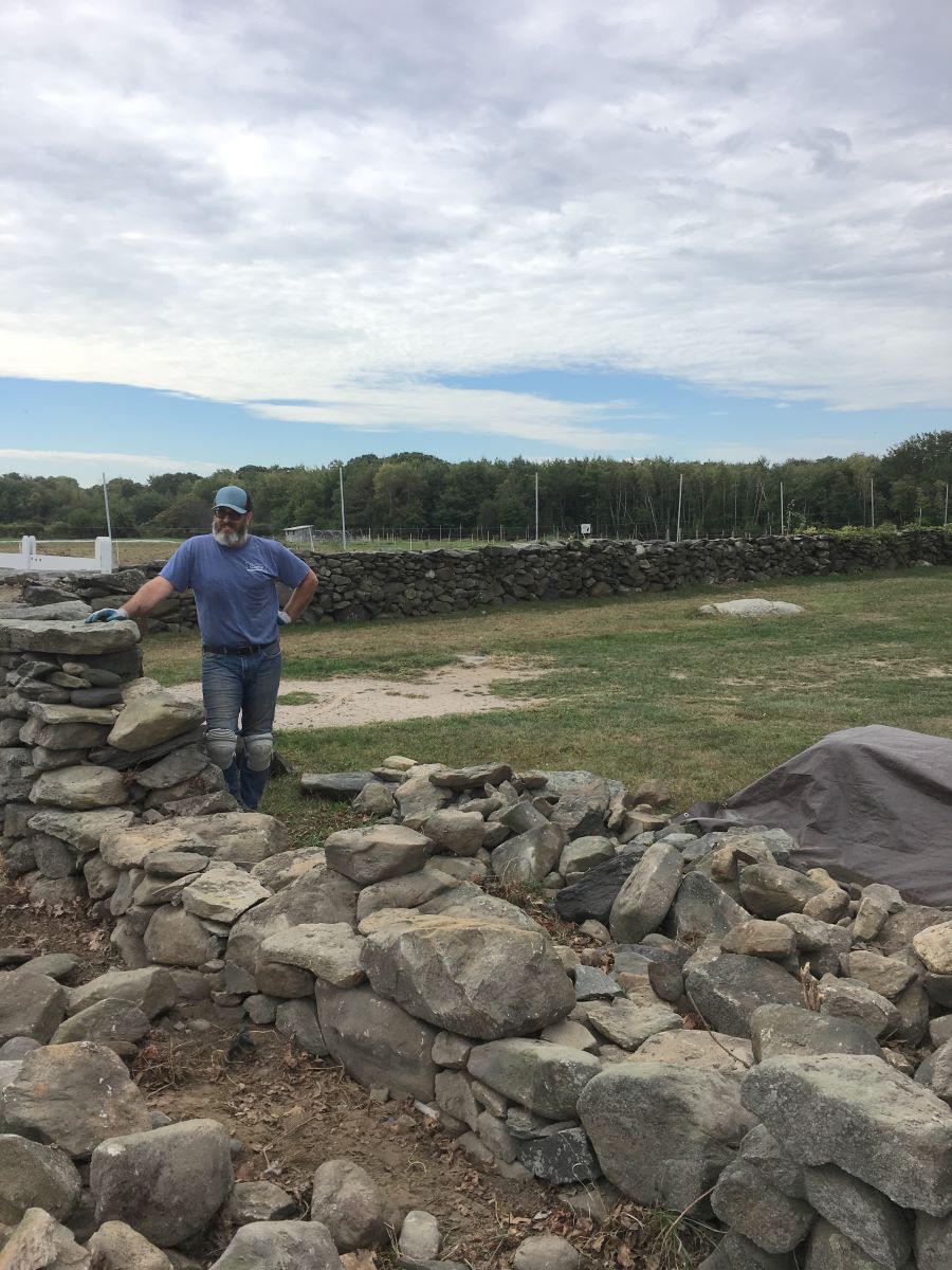 Stone wall repair at Casey Farm