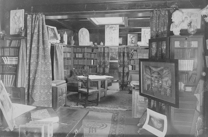 Interior view of H. H. Richardson's home office, Brookline, Mass.