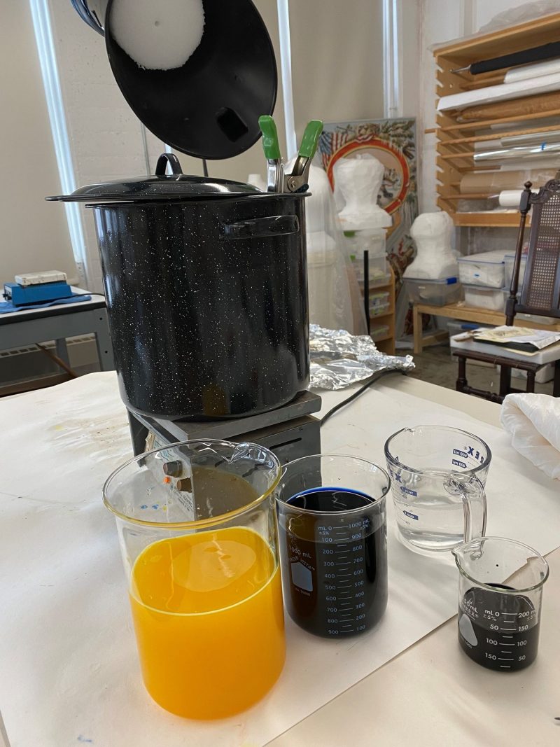 Different dyes in the conservation lab