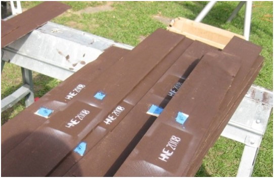 Wood planks spray painted with the date.