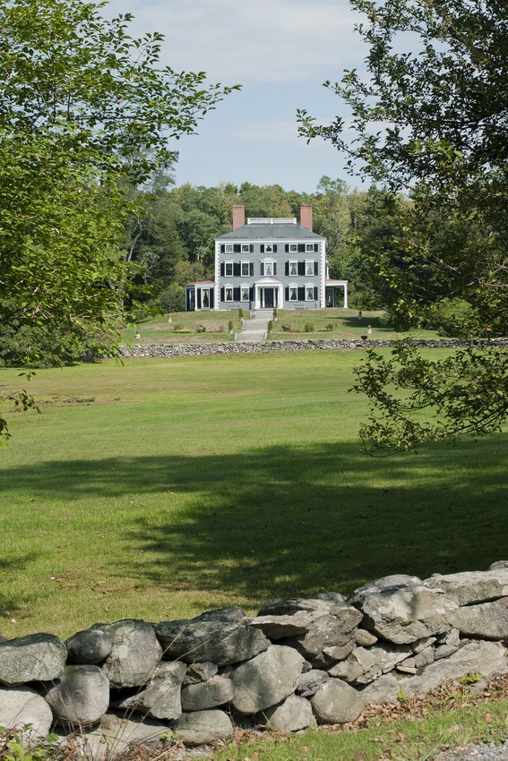 Blue and white Georgian Mansio and Grounds