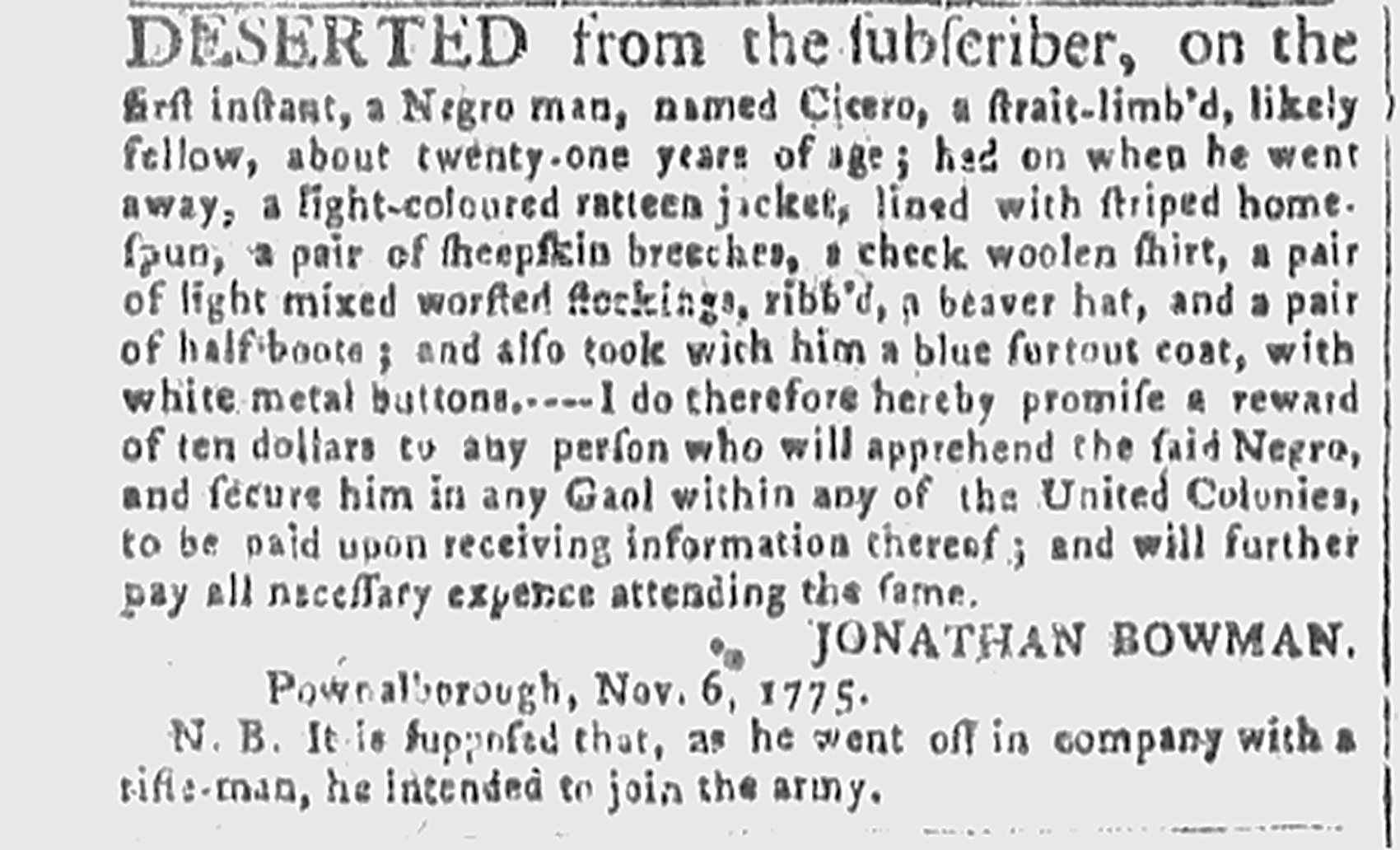 Newspaper notice