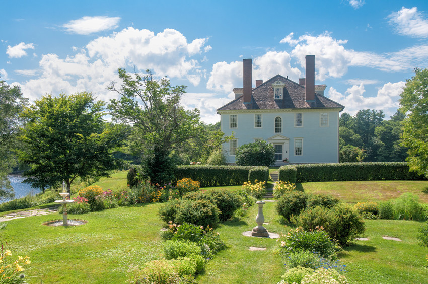 Hamilton House with perennial garden in summer