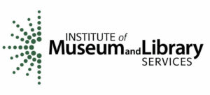 Logo that reads Institute of Museum and Library Services with a green dotted half-sun pattern to the left