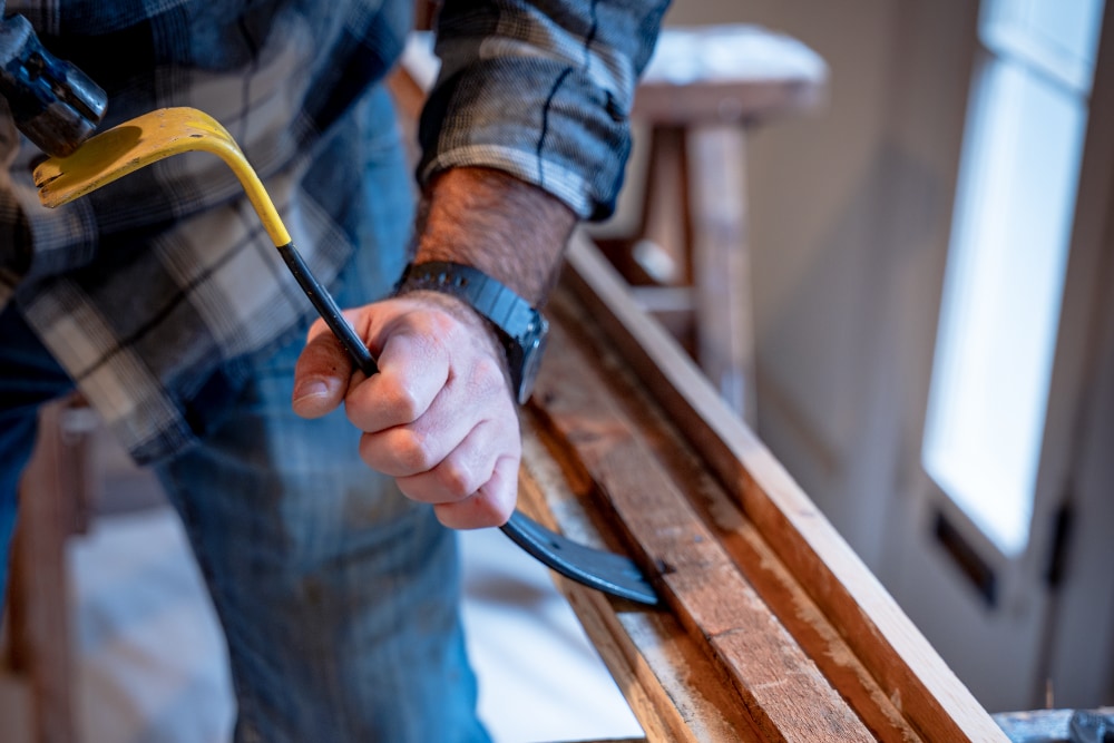 Historic New England’s carpentry crew made minimal alterations to historic door jambs at Pierce House in Dorchester, Massachusetts that enable wheelchair access throughout the site’s first floor.