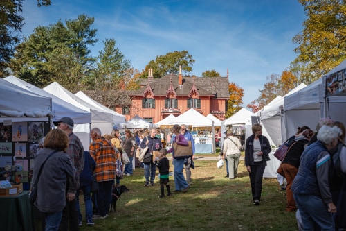 A photo of people attending an art festival at Roseland.