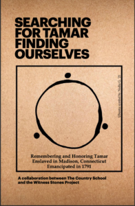 Poster for 'Searching for Tamar' event, honoring Tamar's emancipation, Madison, 1791. Collaboration project.