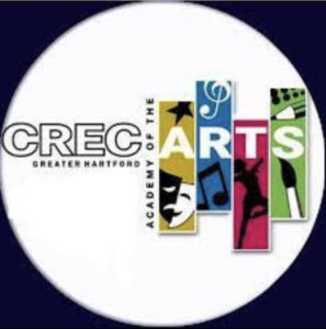 CREC Greater Hartford Academy of the Arts logo with colorful artistic symbols, including masks and music notes.