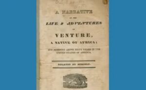 Cover of A Narrative of the Life and Adventures of Venture, a Native of Africa by Venture Smith, 1798 edition.