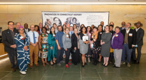 Group of people at Innovation in Connecticut History event standing together.
