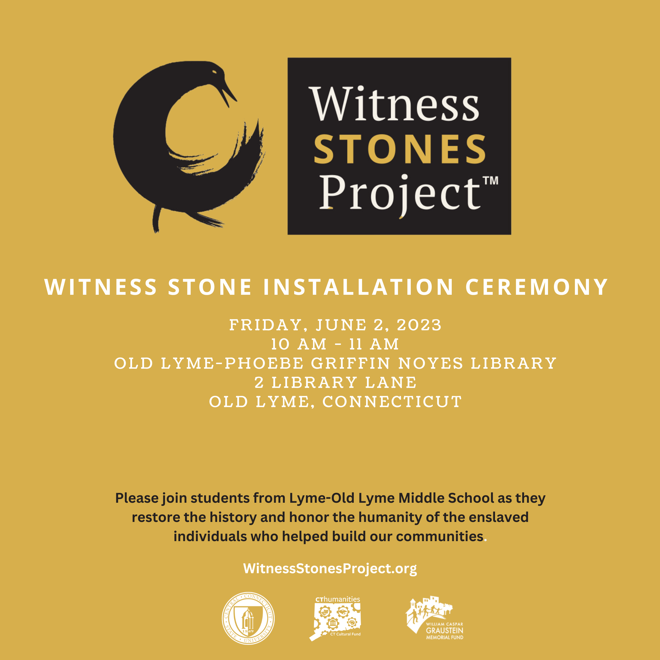 Witness Stones Installation Ceremony in Old Lyme, Connecticut