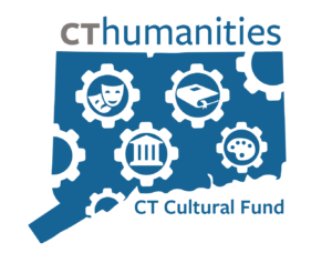 CT Humanities logo featuring arts and culture symbols on a Connecticut map for CT Cultural Fund initiative.