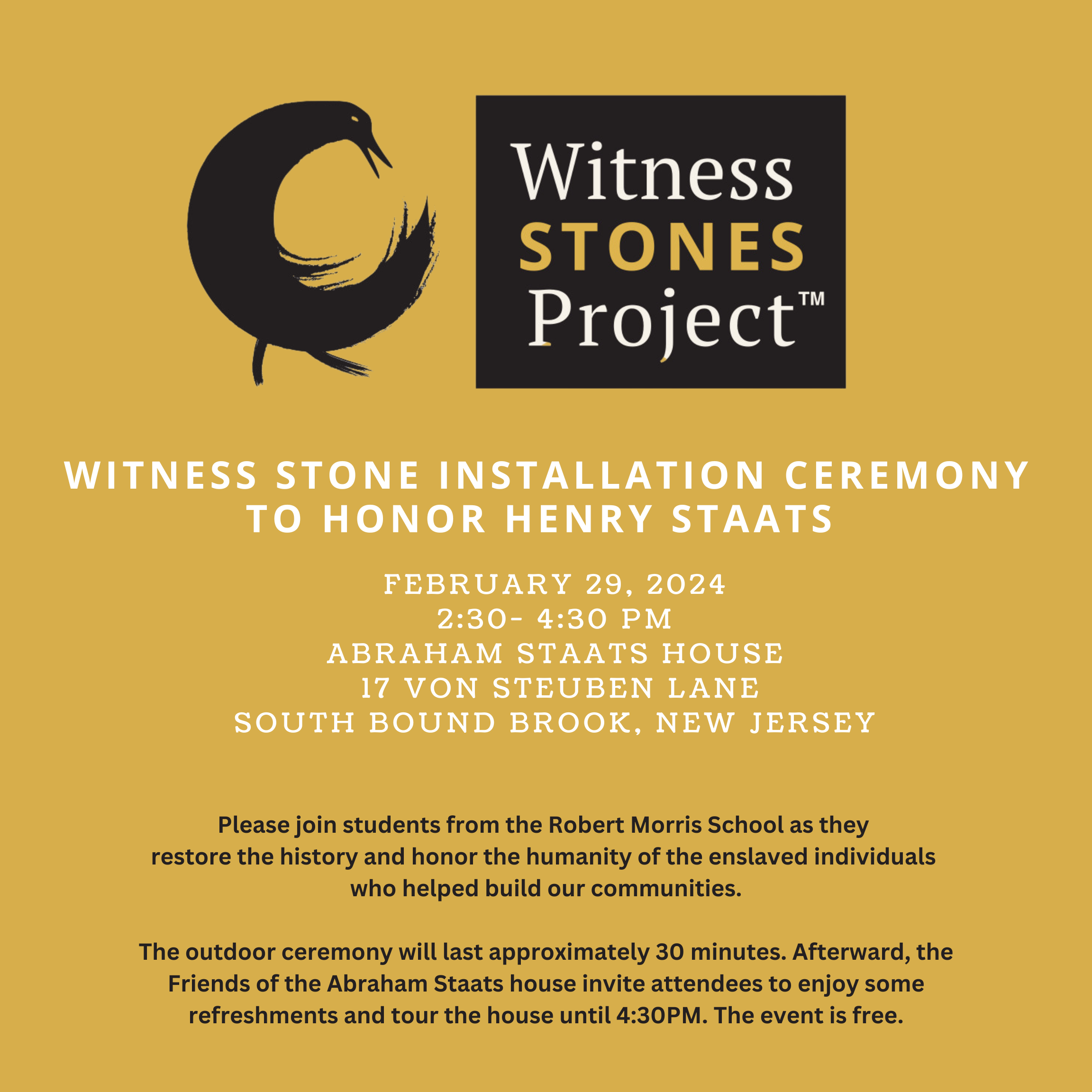 Witness Stone Ceremony to Honor Henry Staats