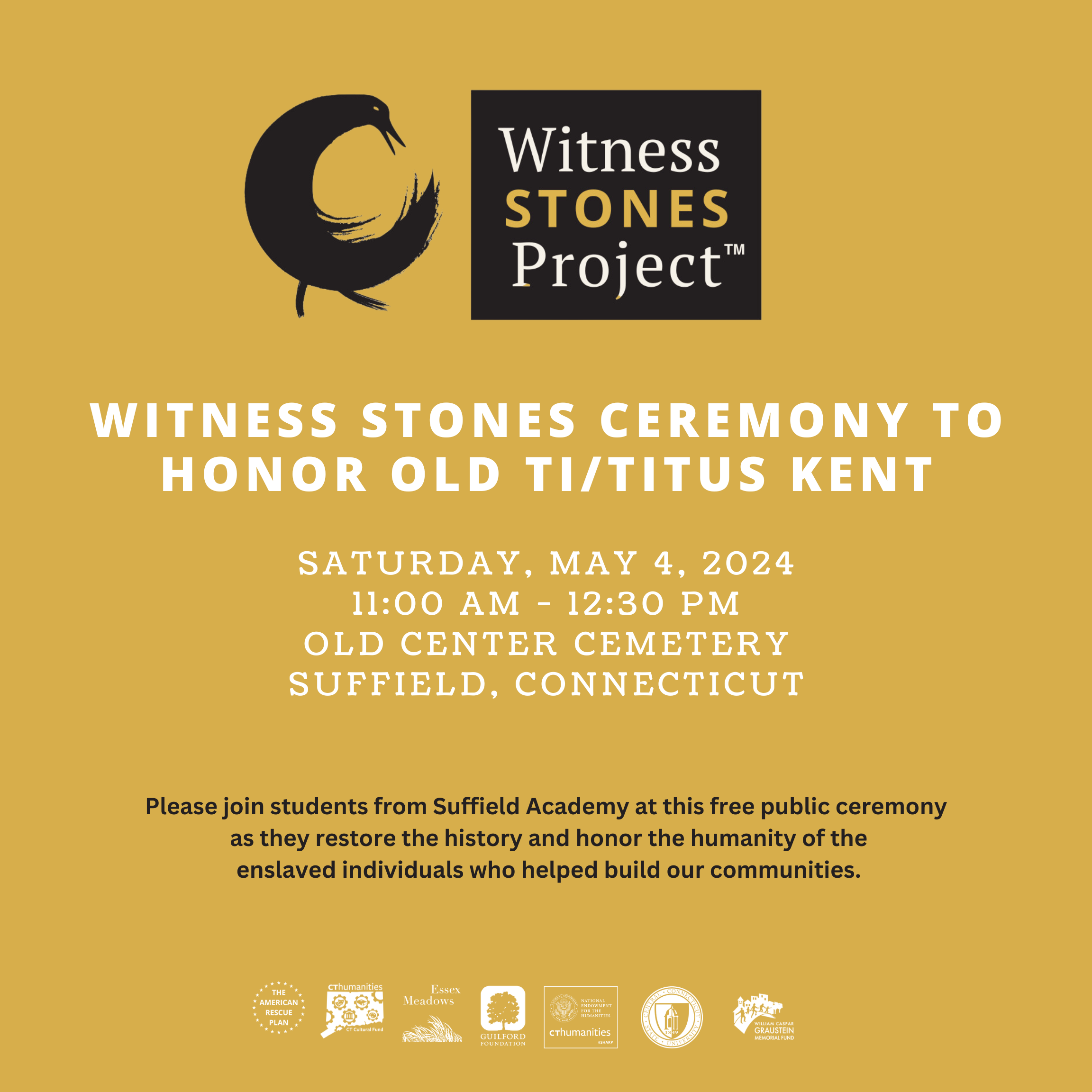 Witness Stone Ceremony in Suffield, Connecticut