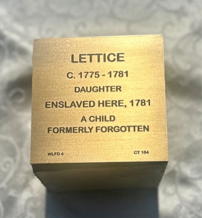 A Witness Stone with information for Lettice.