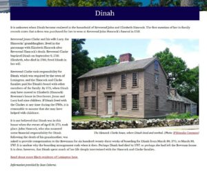 A screenshot of a webpage on the website for the Hancock-Clarke House in Lexington, Massachesetts.