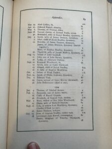 Page from a historical book listing 18th-century deaths and their causes, such as dysentery and consumption.