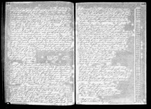 A vintage handwritten document with two pages filled with text, showcasing historical writing and penmanship.