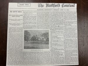 Hartford Courant newspaper, April 14, 1903, featuring Old Graves House article, historic home in Guilford, Connecticut.