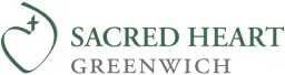 Logo of Sacred Heart Greenwich, featuring a stylized heart with a cross and text in green.