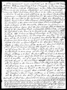 Handwritten historical legal document detailing an agreement, dated July 1777, between two parties.