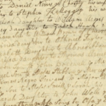 Old paper with handwritten entries of baptisms and dates from the 1700s in cursive script.