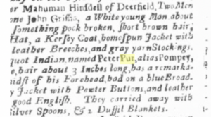 Historic newspaper listing describing individuals and clothing details. Includes names, descriptions, and attire specifics.