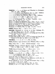 Page listing historical Deerfield deaths with names, dates, and ages noted.