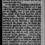Old book page discussing army life, escape of an Englishman, and conversations about faith and mortality.