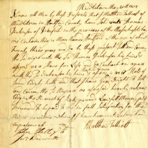 Historic handwritten 1808 document detailing a transaction in Middletown, Hartford County.