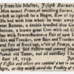 Historic runaway slave advertisement seeking a man named Prince with a reward, dated September 18, 1749.