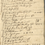 Handwritten 18th-century ledger page detailing trades and transactions, including stockings and sugar. Historic financial record.