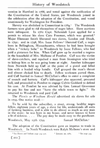 Historical document on the history of Woodstock, slavery abolition, and events in late 18th-century Connecticut.