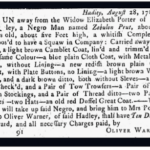 Historic 1760s runaway slave advertisement for Zebulun Prut, describing clothing and reward details.