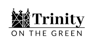 Trinity On The Green logo featuring stylized architectural elements in black and white.