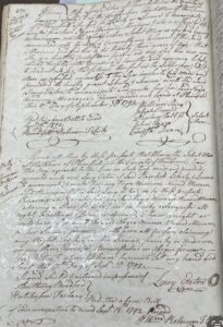 Historical handwritten manuscript page from 1792, with signatures and official seals visible.