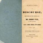 1842 funeral discourse pamphlet for Ichabod Pease by Rev. Robert Hallam at St. James' Church, New London.