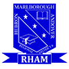 Blue RHAM school logo featuring stars, a book, and a graduation cap. Text: Marlborough, Hebron, Andover - Regional District 8.