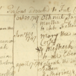 Historic church record listing names for full communion, dated 1747, handwritten in faded ink on aged paper.