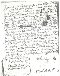 Historic document from 18th century containing handwritten legal text, mentions a transaction involving a person.