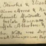Historic handwritten baptism register, listing names and baptism dates in cursive script on aged paper.