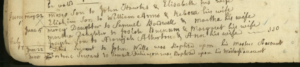 Historic handwritten baptism register, listing names and baptism dates in cursive script on aged paper.