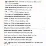 List detailing names and details of Westbrook's slave population, including baptisms, deaths, and servitude roles.