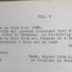 Historic 1780 document certifying freedom for a servant named Toby after the death of Caleb Spencer in Saybrook.