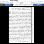 Historical 1800 runaway slave advertisement from Connecticut Gazette offering reward for return.