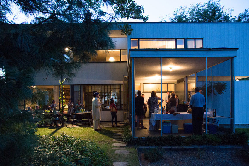 Partygoers at Gropius House